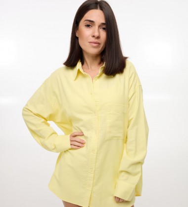 Сорочка Oversize з льону Жовта | Showroom By Nona — зображення 2