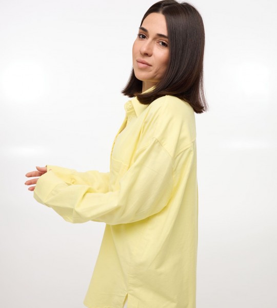 Сорочка Oversize з льону Жовта | Showroom By Nona — зображення 3