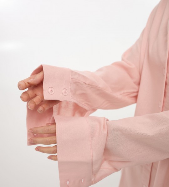 Сорочка Oversize з льону Пудра | Showroom By Nona — зображення 5