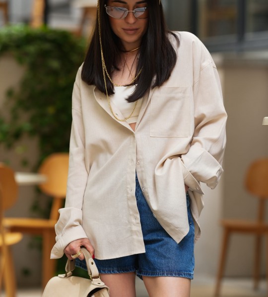 Сорочка Oversize з льону Беж
