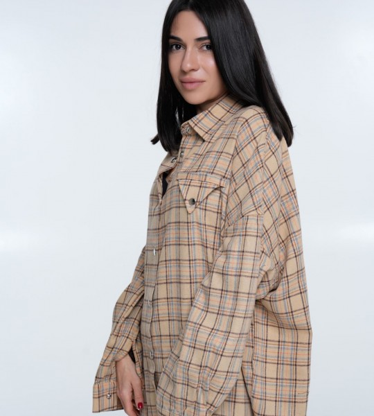 Сорочка Triangle Plaid Beige Sky | Showroom By Nona — зображення 2