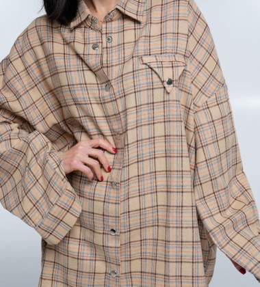 Сорочка Triangle Plaid Beige Sky | Showroom By Nona — зображення 3