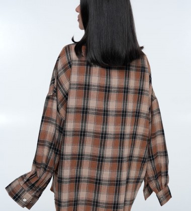 Сорочка Triangle Plaid Caramel Brown | Showroom By Nona — зображення 5