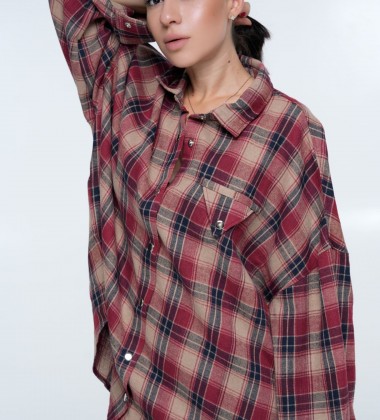 Сорочка Triangle Plaid Burgundy | Showroom By Nona
