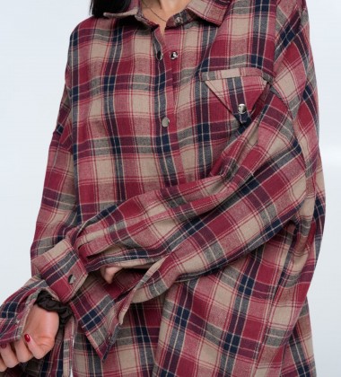 Сорочка Triangle Plaid Burgundy | Showroom By Nona — зображення 2