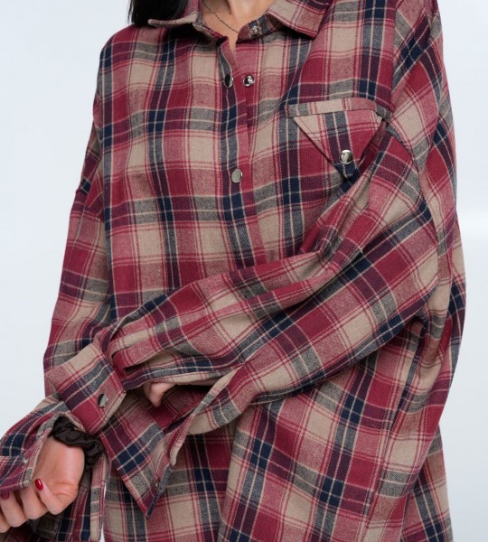 Сорочка Triangle Plaid Burgundy | Showroom By Nona — зображення 2