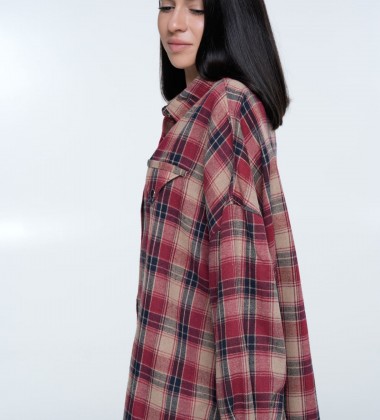 Сорочка Triangle Plaid Burgundy | Showroom By Nona — зображення 3