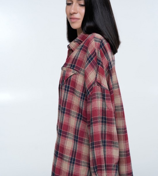 Сорочка Triangle Plaid Burgundy | Showroom By Nona — зображення 3