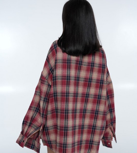 Сорочка Triangle Plaid Burgundy | Showroom By Nona — зображення 5