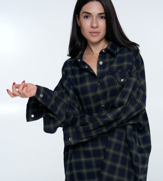 Сорочка Triangle Plaid Olive Navy | Showroom By Nona — зображення 3