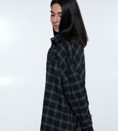 Сорочка Triangle Plaid Olive Navy | Showroom By Nona — зображення 2
