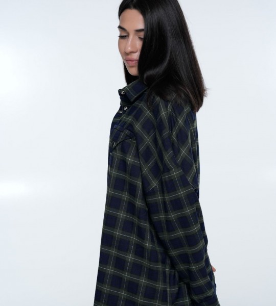 Сорочка Triangle Plaid Olive Navy | Showroom By Nona — зображення 2