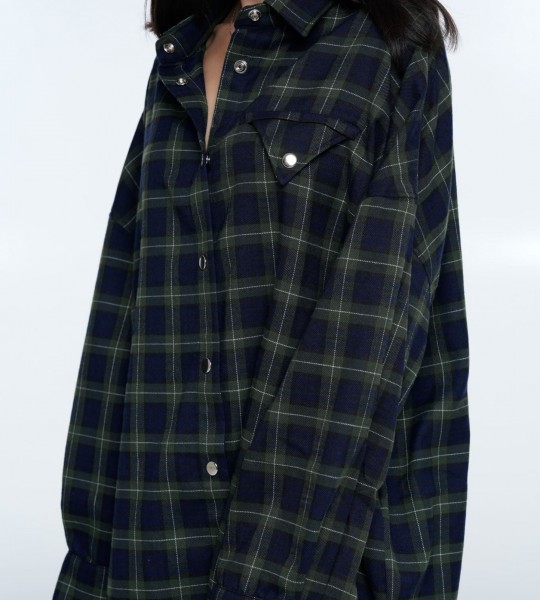 Сорочка Triangle Plaid Olive Navy | Showroom By Nona — зображення 4