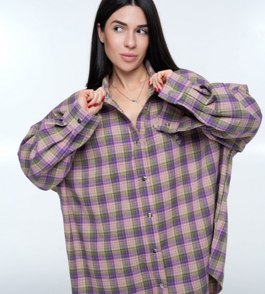 Сорочка Triangle Plaid Фіолетово-оливкова