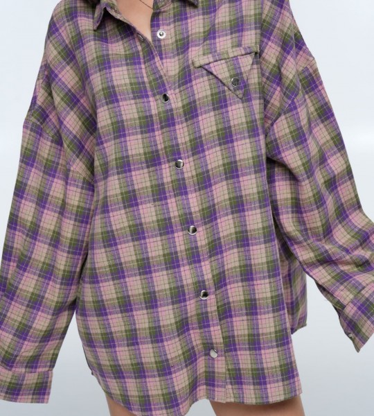 Сорочка Triangle Plaid Фіолетово-оливкова | Showroom By Nona — зображення 5