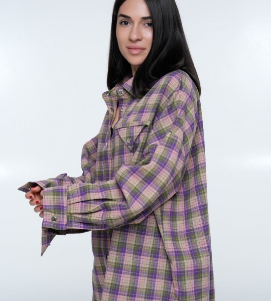 Сорочка Triangle Plaid Фіолетово-оливкова | Showroom By Nona — зображення 3