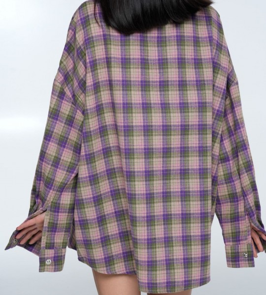 Сорочка Triangle Plaid Фіолетово-оливкова | Showroom By Nona — зображення 2