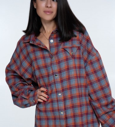 Сорочка Triangle Plaid Blue Rust | Showroom By Nona — зображення 2