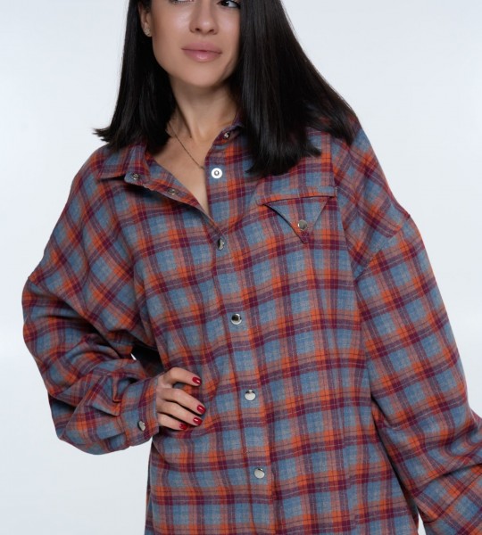 Сорочка Triangle Plaid Blue Rust | Showroom By Nona — зображення 2