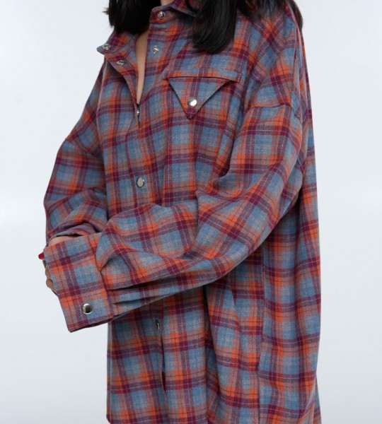 Сорочка Triangle Plaid Blue Rust | Showroom By Nona — зображення 3