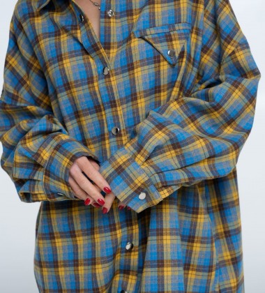 Сорочка Triangle Plaid Жовто-блакитна | Showroom By Nona — зображення 4