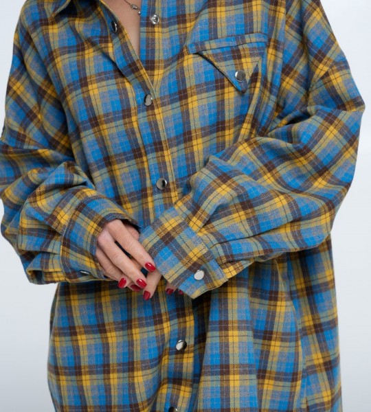 Сорочка Triangle Plaid Жовто-блакитна | Showroom By Nona — зображення 4