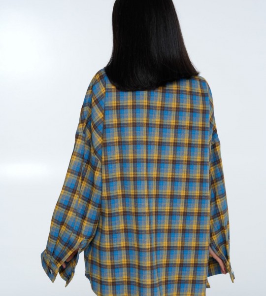 Сорочка Triangle Plaid Жовто-блакитна | Showroom By Nona — зображення 2