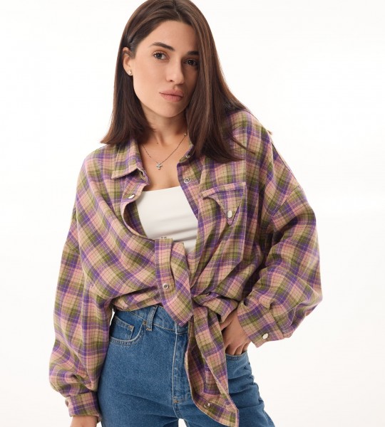 Сорочка Triangle Plaid Фіолетово-оливкова