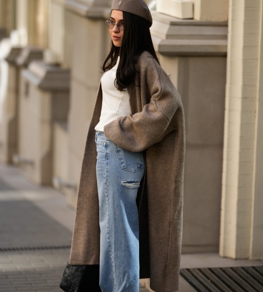 Кардиган Long Warm Knit Тауп | Showroom By Nona — зображення 3