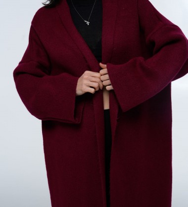 Кардиган Long Warm Knit Wine | Showroom By Nona — зображення 5