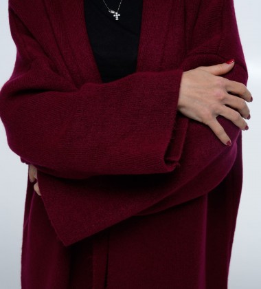 Кардиган Long Warm Knit Wine | Showroom By Nona — зображення 4