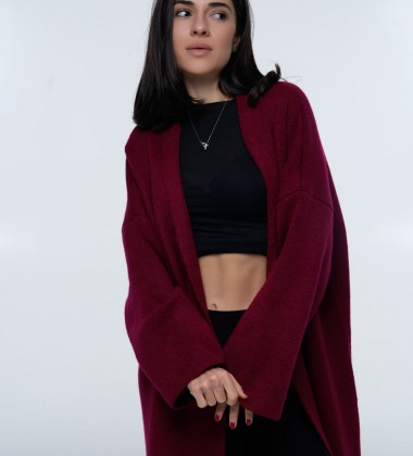 Кардиган Long Warm Knit Wine | Showroom By Nona — зображення 3