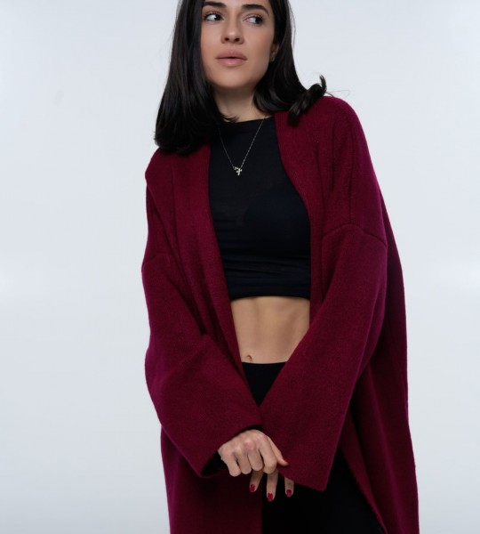 Кардиган Long Warm Knit Wine | Showroom By Nona — зображення 3