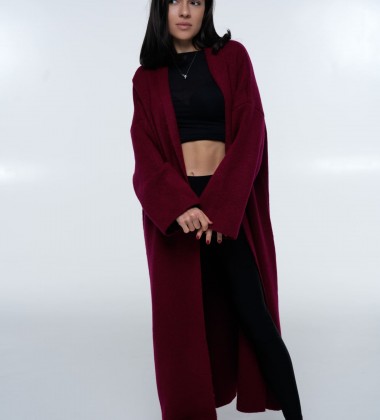 Кардиган Long Warm Knit Wine | Showroom By Nona