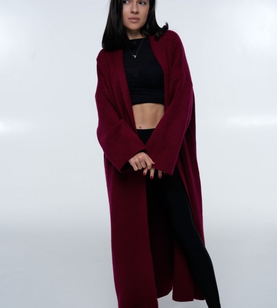 Кардиган Long Warm Knit Wine