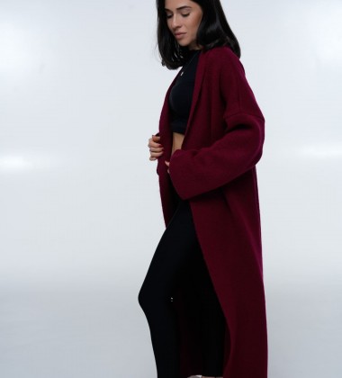 Кардиган Long Warm Knit Wine | Showroom By Nona — зображення 2