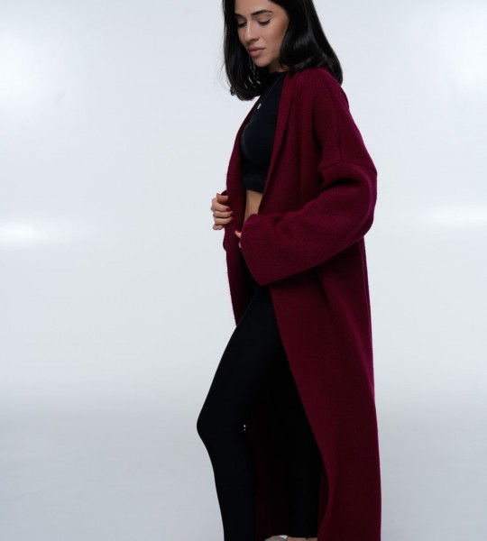 Кардиган Long Warm Knit Wine | Showroom By Nona — зображення 2