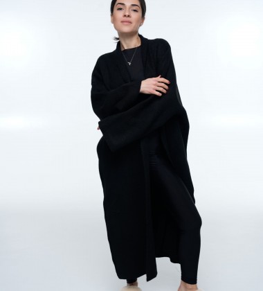 Кардиган Long Warm Knit Black | Showroom By Nona — зображення 3