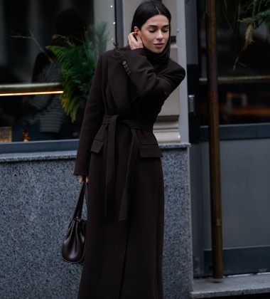 Пальто Elegant Line Dark Chocolate | Showroom By Nona