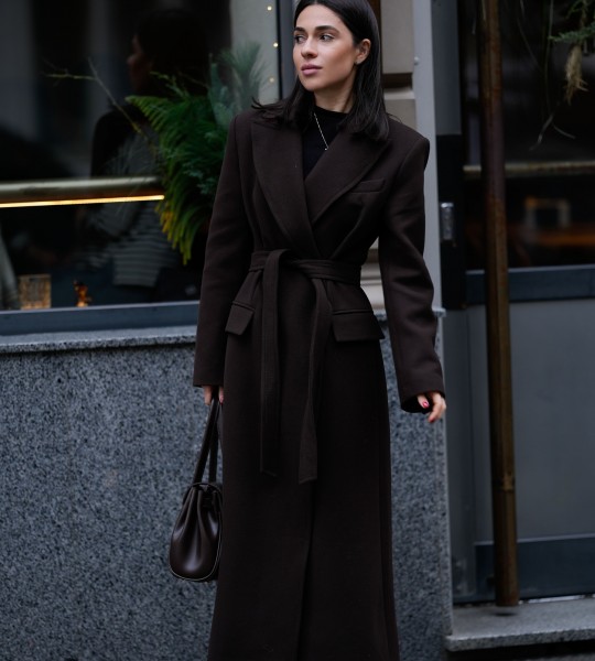 Пальто Elegant Line Dark Chocolate | Showroom By Nona — зображення 2 Пальто Elegant Line Dark Chocolate | Showroom By Nona — зображення 2