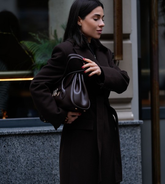 Пальто Elegant Line Dark Chocolate | Showroom By Nona — зображення 3 Пальто Elegant Line Dark Chocolate | Showroom By Nona — зображення 3