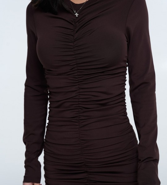 Сукня Sculpt Ruched Шоколад | Showroom By Nona — зображення 6