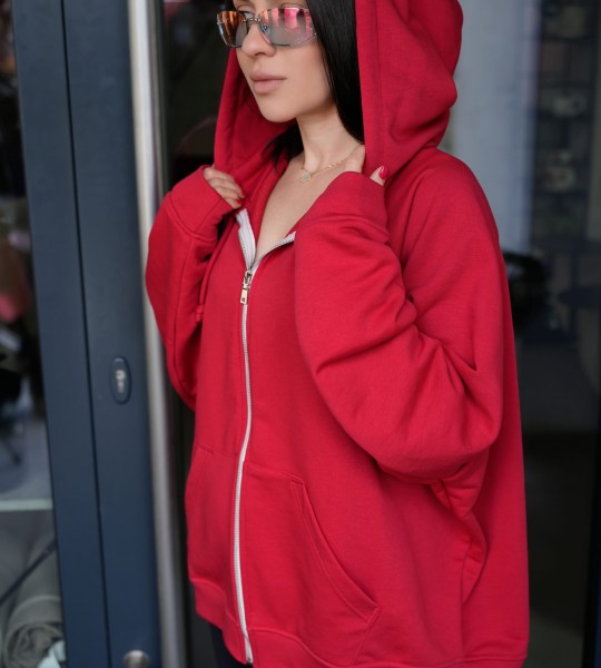 Худі на блискавці Hoodie Zip Red | Showroom By Nona — зображення 5