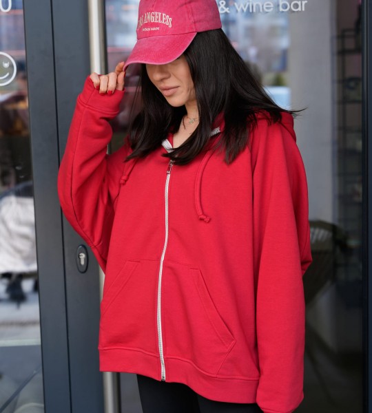 Худі на блискавці Hoodie Zip Red | Showroom By Nona — зображення 2