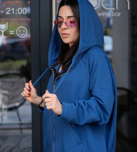 Худі на блискавці Hoodie Zip Denim Blue | Showroom By Nona — зображення 2