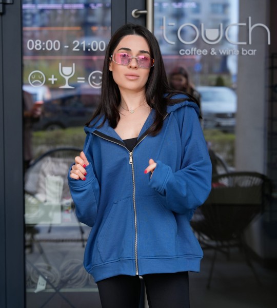 Худі на блискавці Hoodie Zip Denim Blue | Showroom By Nona — зображення 5