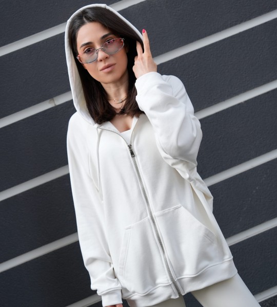 Худі на блискавці Hoodie Zip Warm White | Showroom By Nona — зображення 4