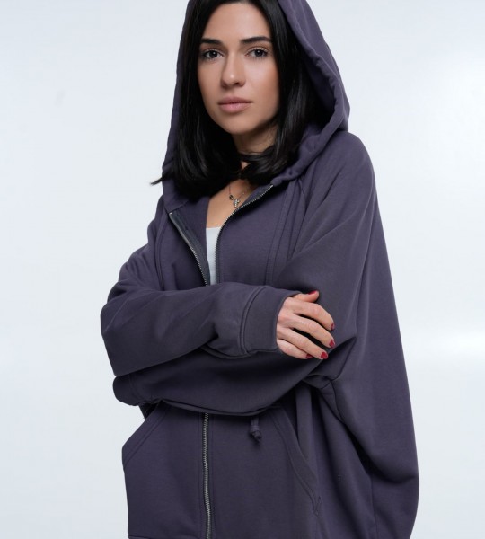 Худі на блискавці Hoodie Zip Eggplant | Showroom By Nona — зображення 2 Худі на блискавці Hoodie Zip Eggplant | Showroom By Nona — зображення 2