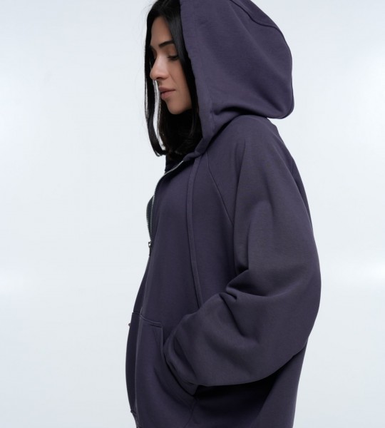 Худі на блискавці Hoodie Zip Eggplant | Showroom By Nona — зображення 3 Худі на блискавці Hoodie Zip Eggplant | Showroom By Nona — зображення 3