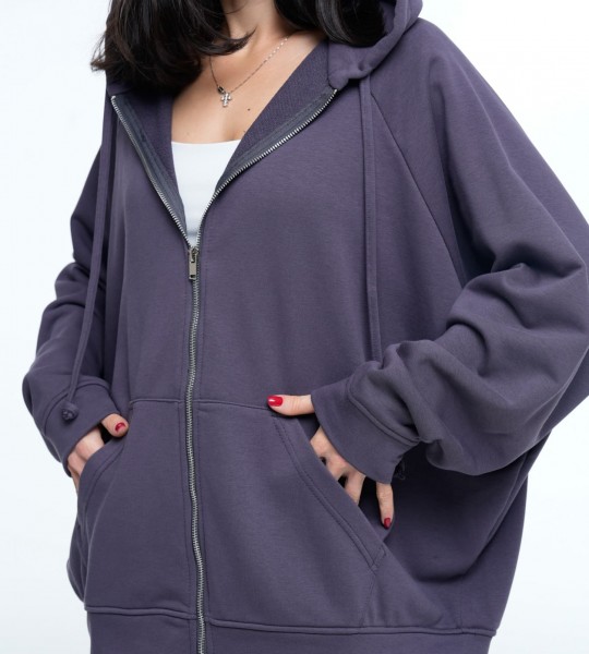 Худі на блискавці Hoodie Zip Eggplant | Showroom By Nona — зображення 6 Худі на блискавці Hoodie Zip Eggplant | Showroom By Nona — зображення 6